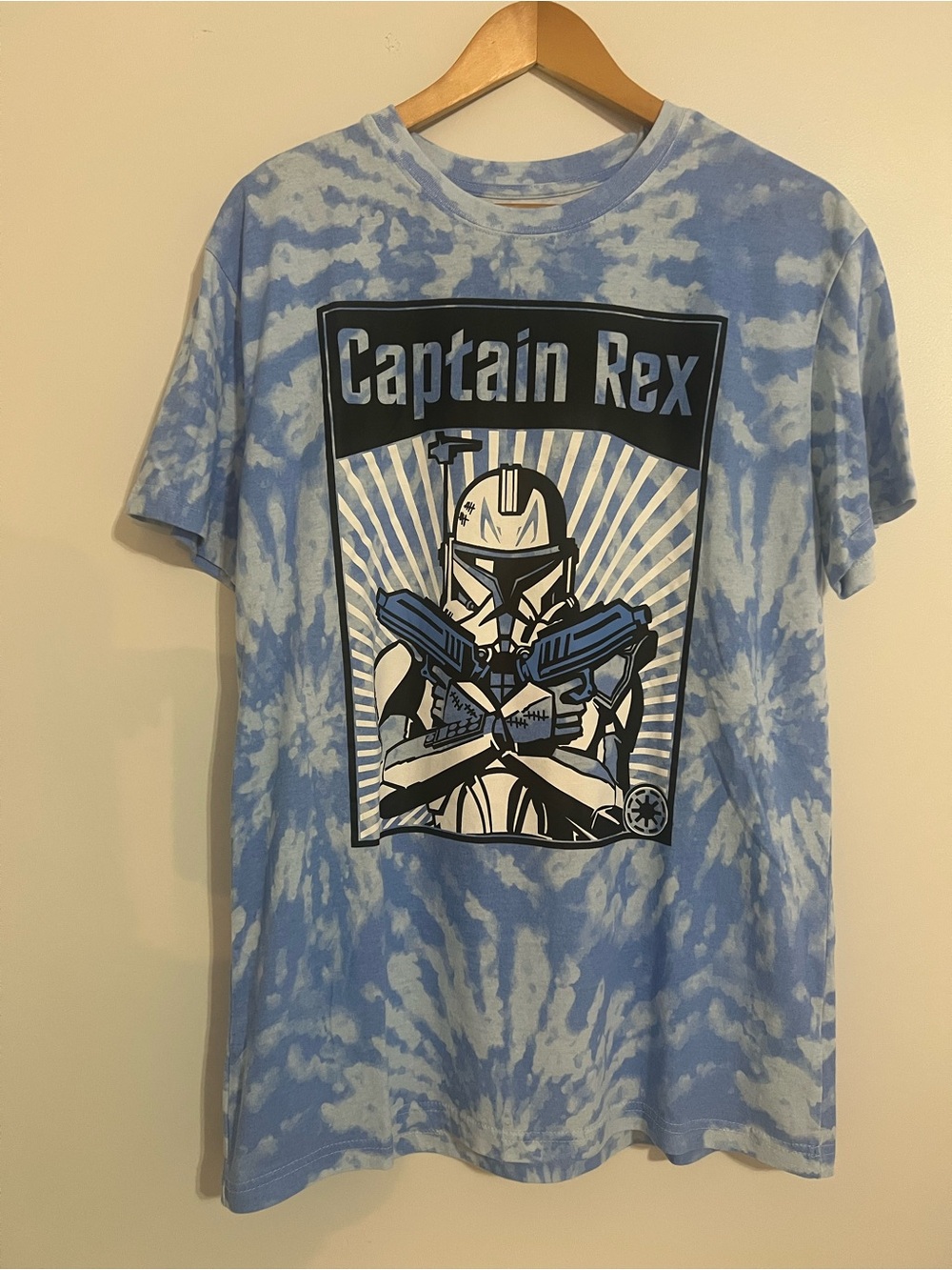 Like New Star Wars Captain Rex Light Blue Tie-Dye Graphic Tee